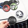 Car Sticker 2026 Hot 2pcs Car Front Hood Badge Rear Trunk Emblem Replacement Sticker For Skoda Yeti VRIS Rapid Octavia a5 a7 Kod