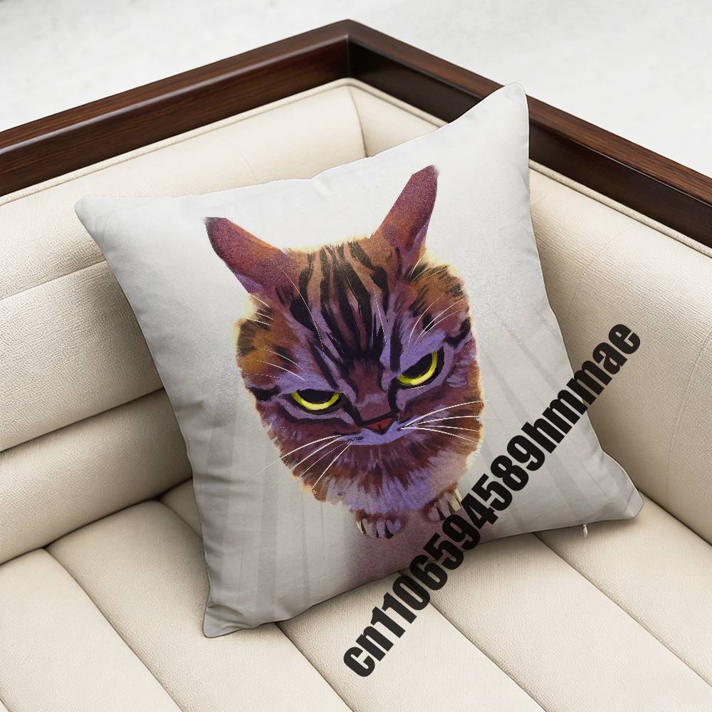 For Funny Cute Cat Meme Throw Pillow Case Sham 45X45Cm 40X40Cm Square Car Pillowcase Pad Cushion Cover