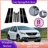 Car Door Window Trim Cover for Peugeot 2008 A94 2013~ 2014 Carbon Fiber Black Chrome Sticker Pillar Posts Decal Accessories