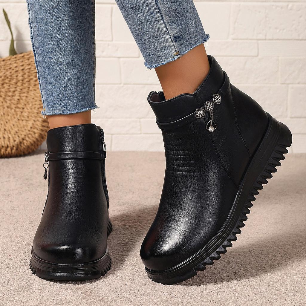 Мода 2024 Женские Осенне-Зимние Тренд Повседневные Ботильоны на Платформе Женские Уличные Удобные Модные Теплые Ботинки на Молнии Обувь для Женщин