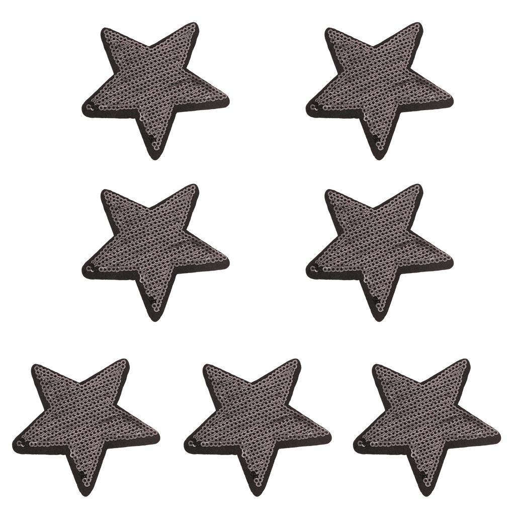 7Pieces Colorful Sequined Star Patches Clothing Craft Materials Fabric Applique For Hairclip And Craft Applications