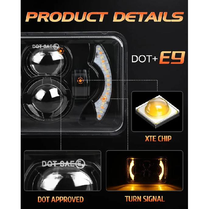 80 Вт 4X6 дюймов светодиодные фары H4 проектор дальнего и ближнего света рабочего света для H4651 H4652 H4656 H4666 автомобиль грузовик переоборудование Offraod
