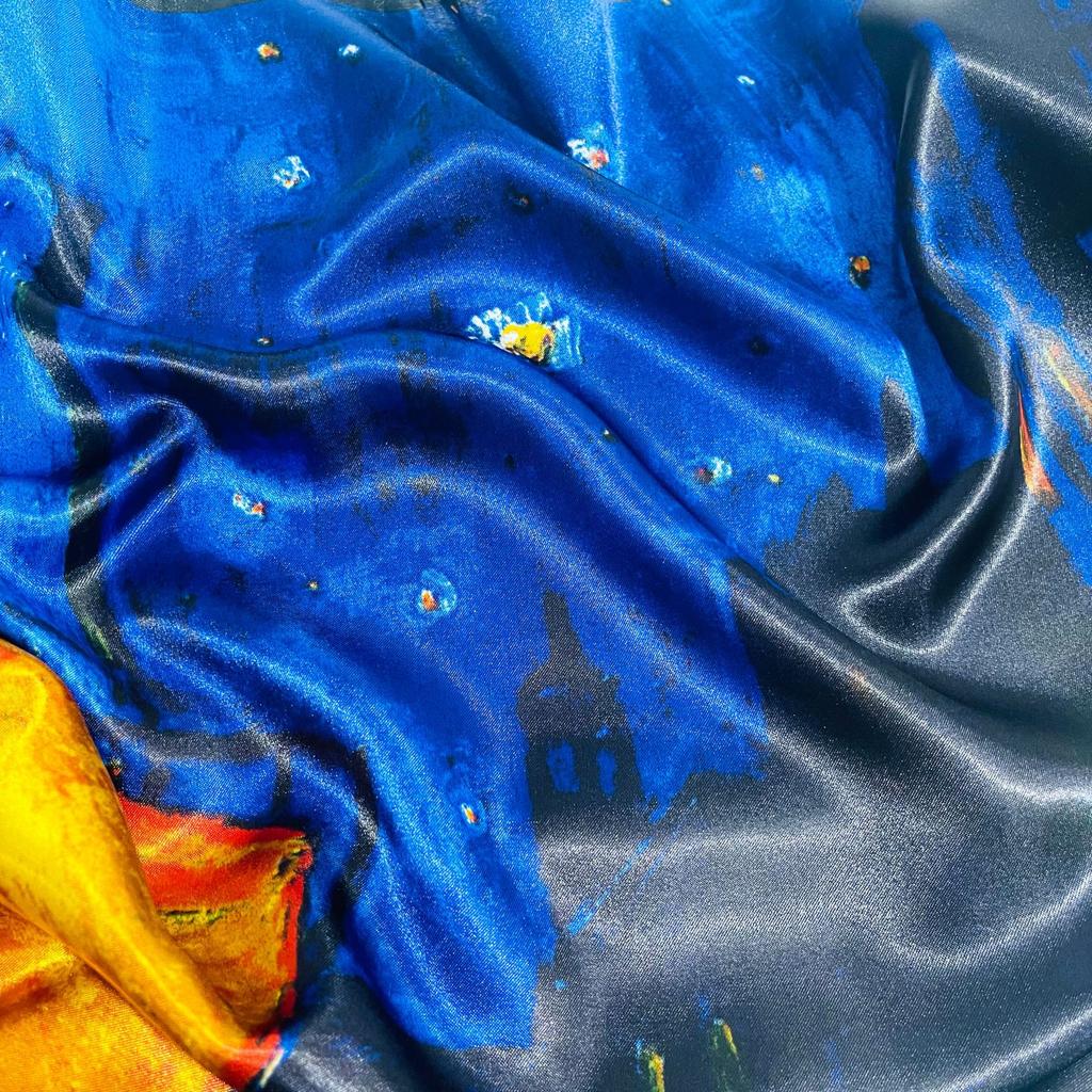 Women Fashion Square Vintage Print Satin Neckerchief Sun-Proof Scarf Scarves Shawl High Quality 1PC 90*90cm