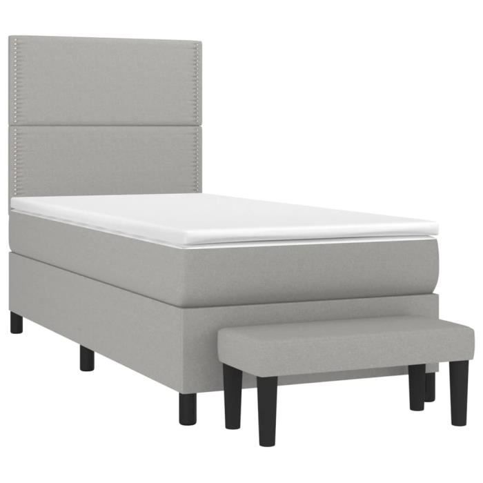 3136485 vidaXL Divan Bed with Mattress Light Grey 90x200 Cm Fabric
