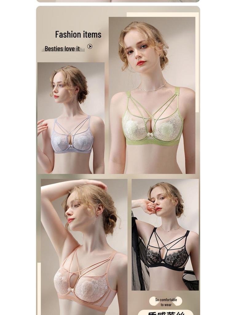 Ультратонкий бюстгальтер на косточках из французского кружева: Сексуальный сетчатый минимайзер для большой груди, регулируемый для летнего комфорта
