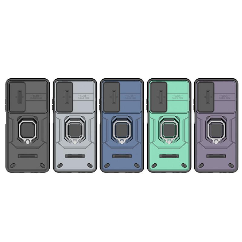 Для OPPO A60 Чехол Slide Camera Len Телефонные чехлы для OPPO A60 4G Чехол Противоударный Бронированный PC + TPU Держатель Задняя крышка для OPPO A60