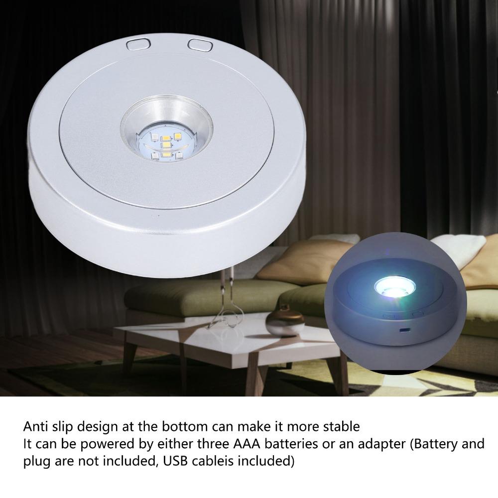 Colorful Light Rotating Display Stand USB or Battery Powered Crystal Display Base Stand  Bottle
