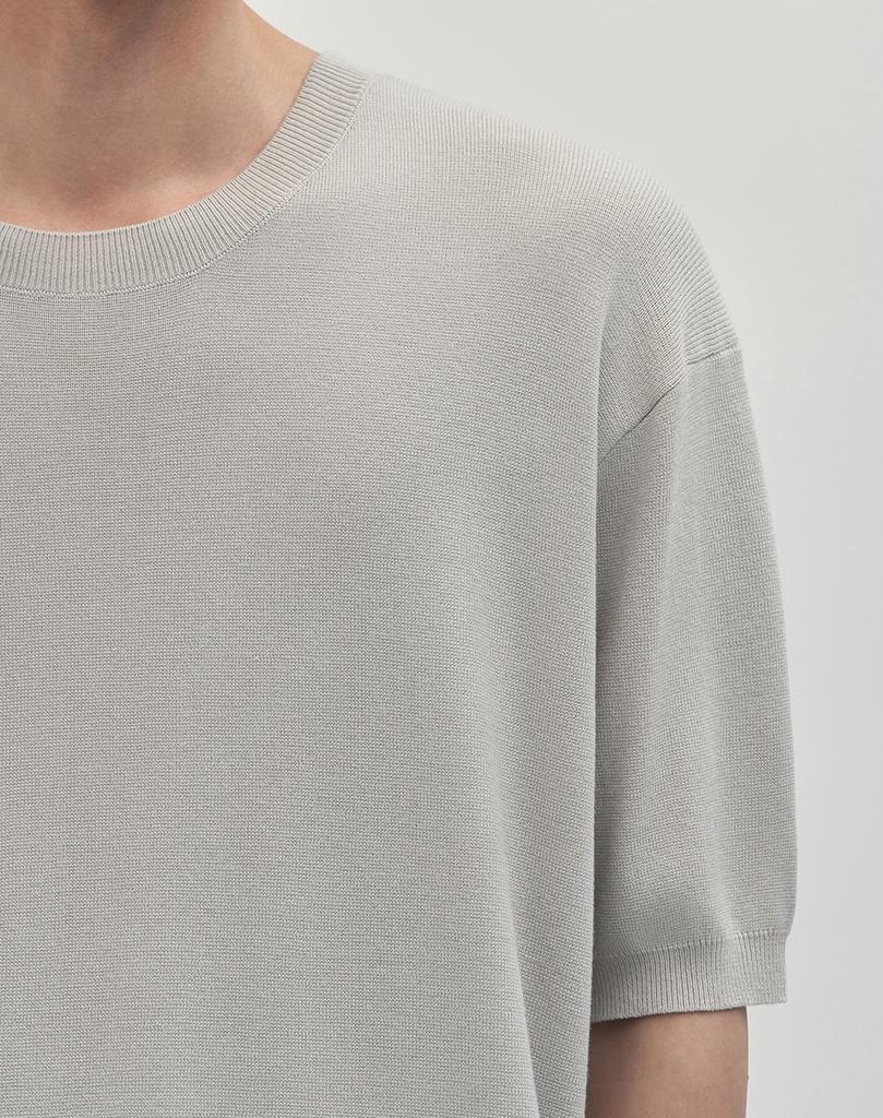 WORK ON BODY OFF Cool Bamboo Semi-Overfit Round Neck Short Sleeve Knit [Gray]