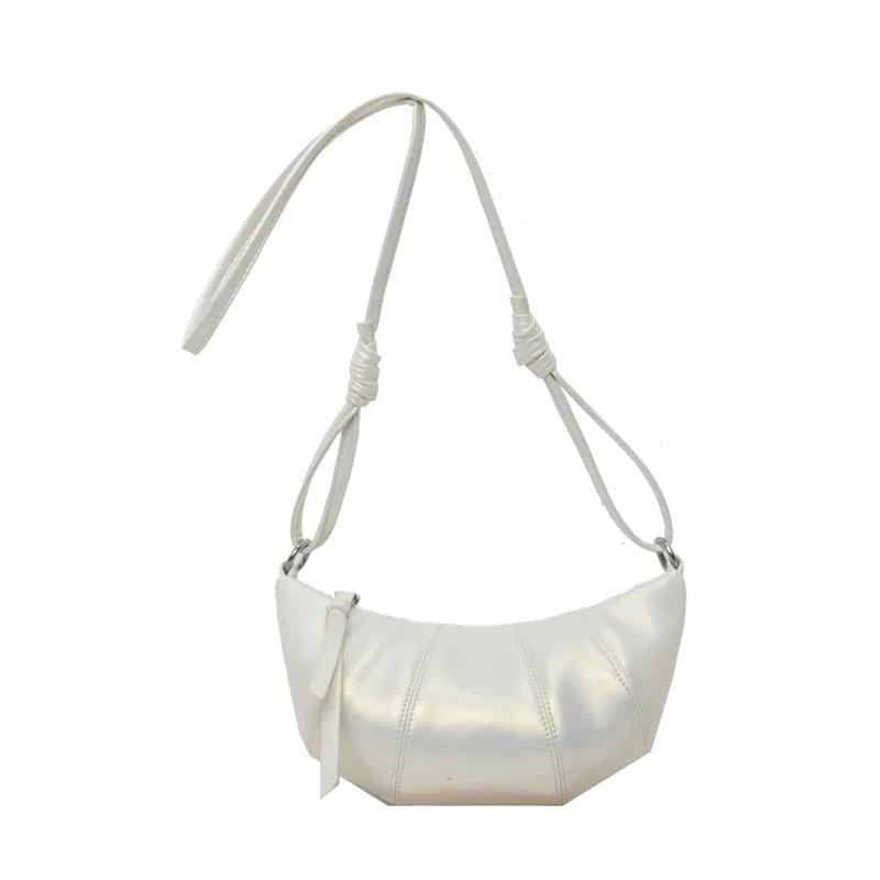 Сумки через плечо из искусственной кожи в форме рога, простые, универсальные, на молнии, супер крутые, изысканные, полумесяц, женские сумки через плечо, модный новый стиль