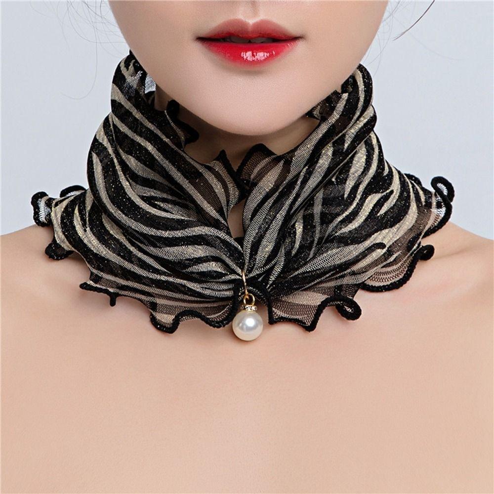 Wave point Ruffle Edge Flower Stripe Female Shawl Printed Scarf Korean Style Scarves Summer Bib