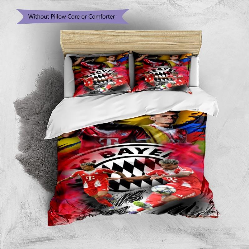 Luis Diaz Bayern Football Star Print 3 Pieces Duvet Cover Set Soccer Fan Bedding Set Bedroom Home Decor Without Pillow Core Comforter
