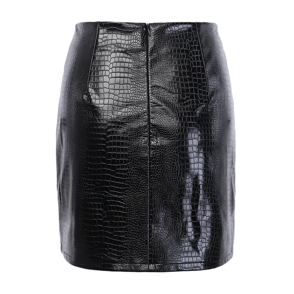 Women's And Winter High Waist Sexy All-Around Split Short Skirt Half Leather Skirt