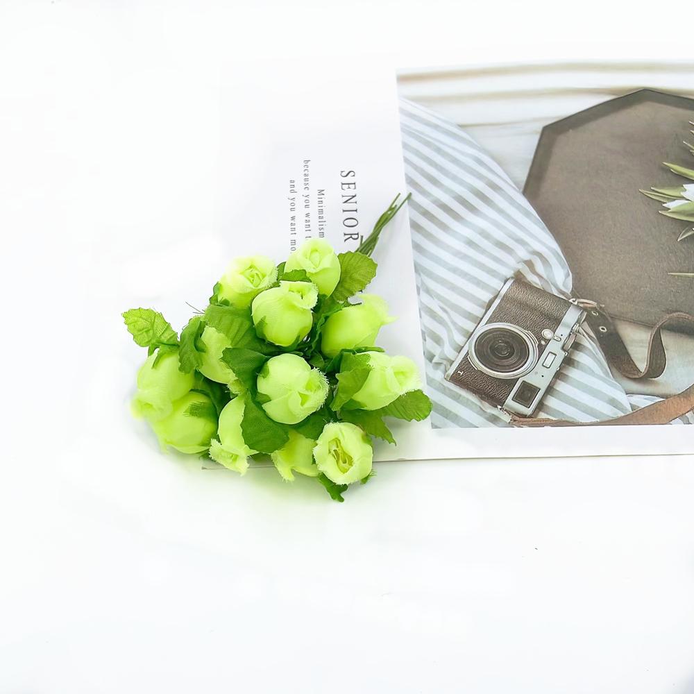 12 шт./лот Искусственные цветы Шелковая роза Мини-букет Рождество Дом Свадьба Новый год DIY Украшение подарочной коробки Поддельные растения