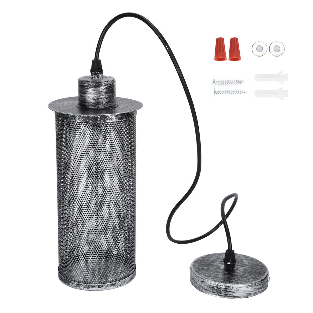 Абажур из сетки в индустриальном стиле E27, подвесной светильник из железа для бара, кафе, AC85‑265VRetro Silver