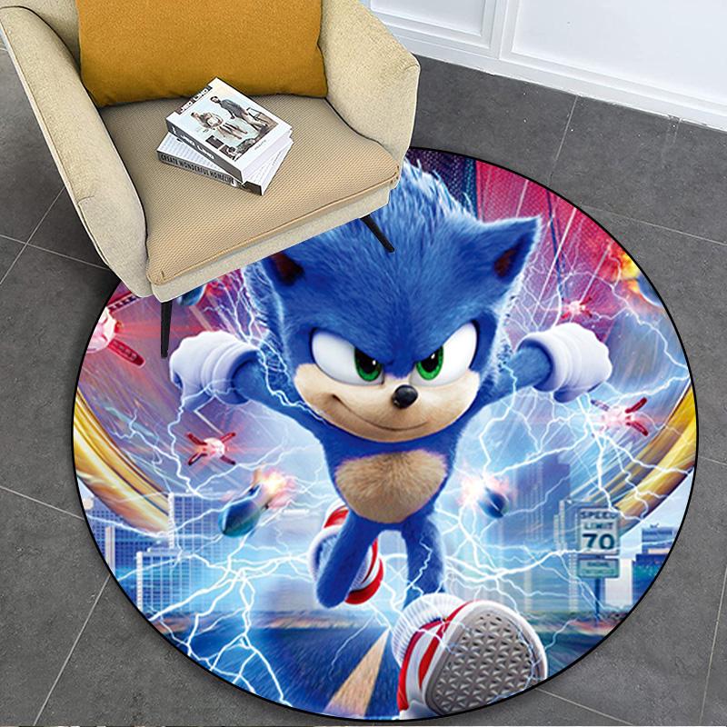 Sonic The Hedgehog Circular Rug - Office Decorative Carpet For Living Room Bedroom Door Mat Floor Rug Computer Chair Area Rug