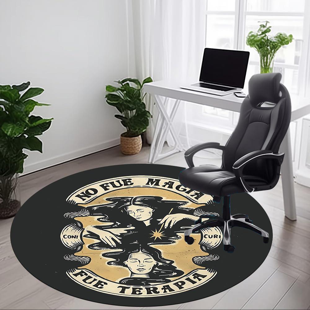 1pc Therapy Healing Relax Office Round Area Rug, Mat Suitable For Office, Under Office Chairs Bedroom Living Room Home Decor, Room Deco