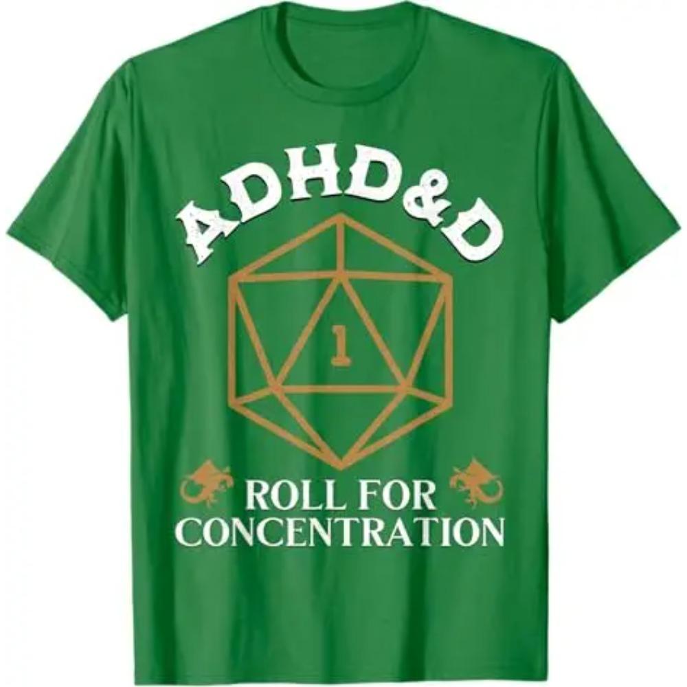 Винтажная футболка ADHD&D Roll for Concentration DnD для мужчин и женщин, RPG, геймерская графическая одежда, футболка со смешной надписью, блузки с коротким рукавом, подарок
