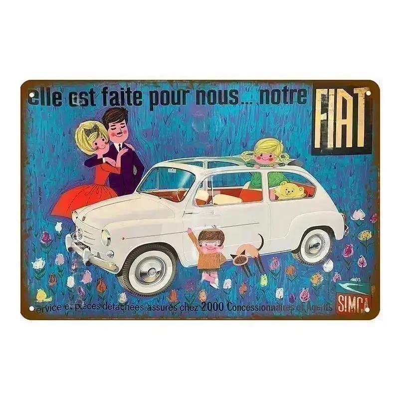 Классический Fiat 500 Винтажные Металлические Жестяные Таблички Металлический Постер Настенный Декор Постер Кафе Бар Паб Домашний Настенный Декор Авто Металлическое Художественное Постер