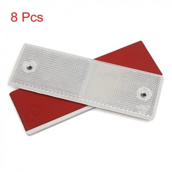 8pcs White Warning Reflective Plate Tape Reflector Stickers w Hole for Car Truck