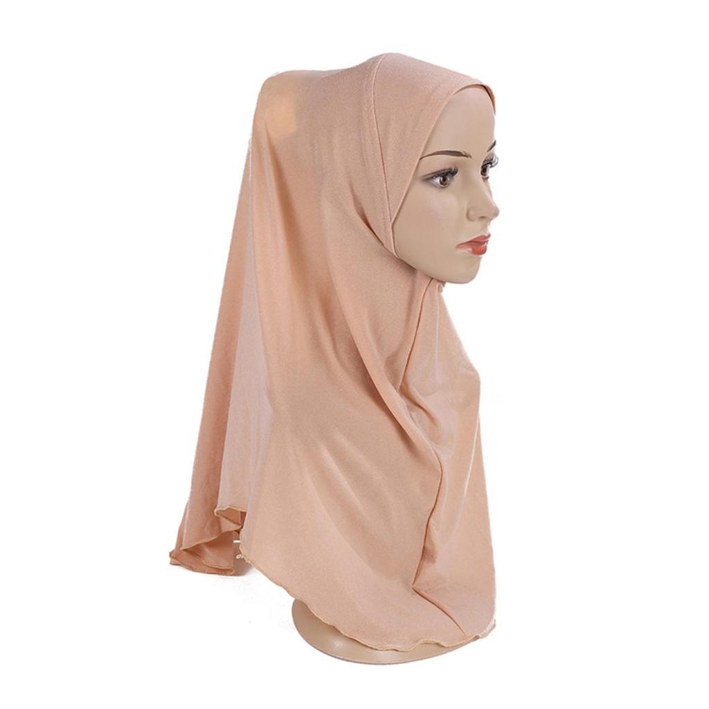 Solid Color Children Hijabs Muslim Headscarf Kids Hijab Islamic Scarf Shawls Soft Stretch for Teen Girls Turban