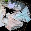 Women's Ice Silk Underwear Sexy Low Waist Lace Panties Seamless No Show Briefs Breathable Stretch Underpants