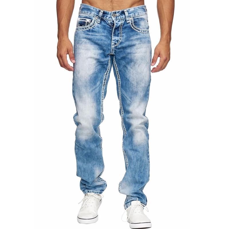 Джинсы открытого кроя Мужские джинсы Базовая уличная одежда Толстые швы Классический крой Повседневные длинные брюки больших размеров