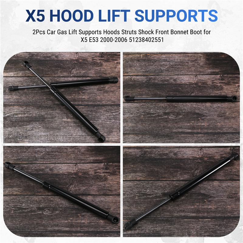 A59X-2Pcs Car Gas Lift Supports Hoods Struts Shock Front Bonnet Boot For BMW-X5 E53 2000-2006 51238402551