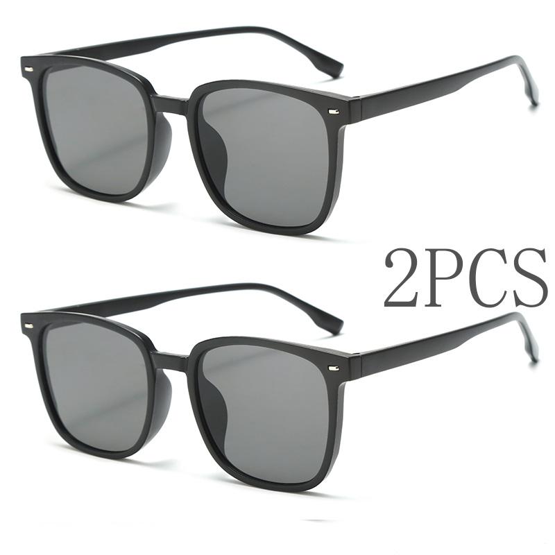 2PCS Fashion Colorful Square Sunglasses Women Men Vintage Trend Brand Sun Glasses Driving Fishing Male Female Glasses UV400