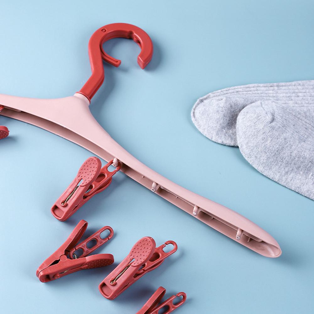 1шт вешалка с зажимом 8 зажимов студенческое общежитие ветрозащитный пластиковый толстый нижнее белье сушилка носки бытовые