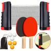 Table Tennis Racket Set, Portable Table Tennis Set with Retractable Net, Racket, Ball and Handbag, Suitable for Indoor/outdoor Games