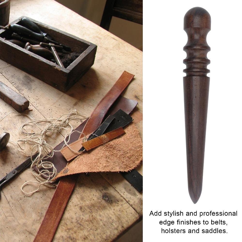 Rigid Wood Handle Leather Edge Burnisher Round Wooden Head Multifunctional Design Leather Edge Slicker Glass Polishing Surface