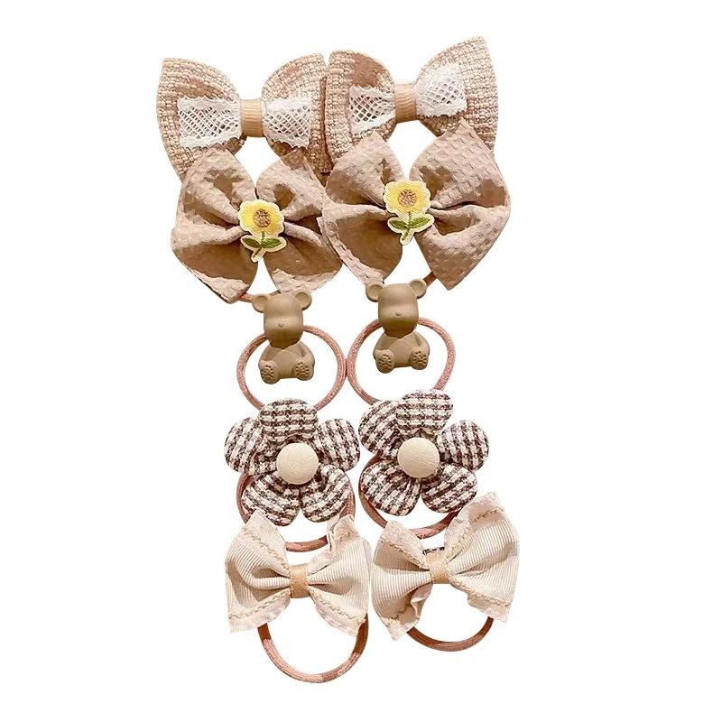 10 шт./5 пар, детская повязка для волос для девочек, резинка для волос, милый мультяшный эластичный бант, детский аксессуар для волос, весна-осень, детская повязка принцессы