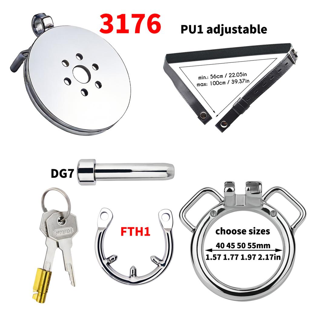FRRK Flat Male Chastity Cage With 2026 New Cock Rings Metal Urethro Lock Cockring Urethral Dilators Penis Ring Sex Toys For Men