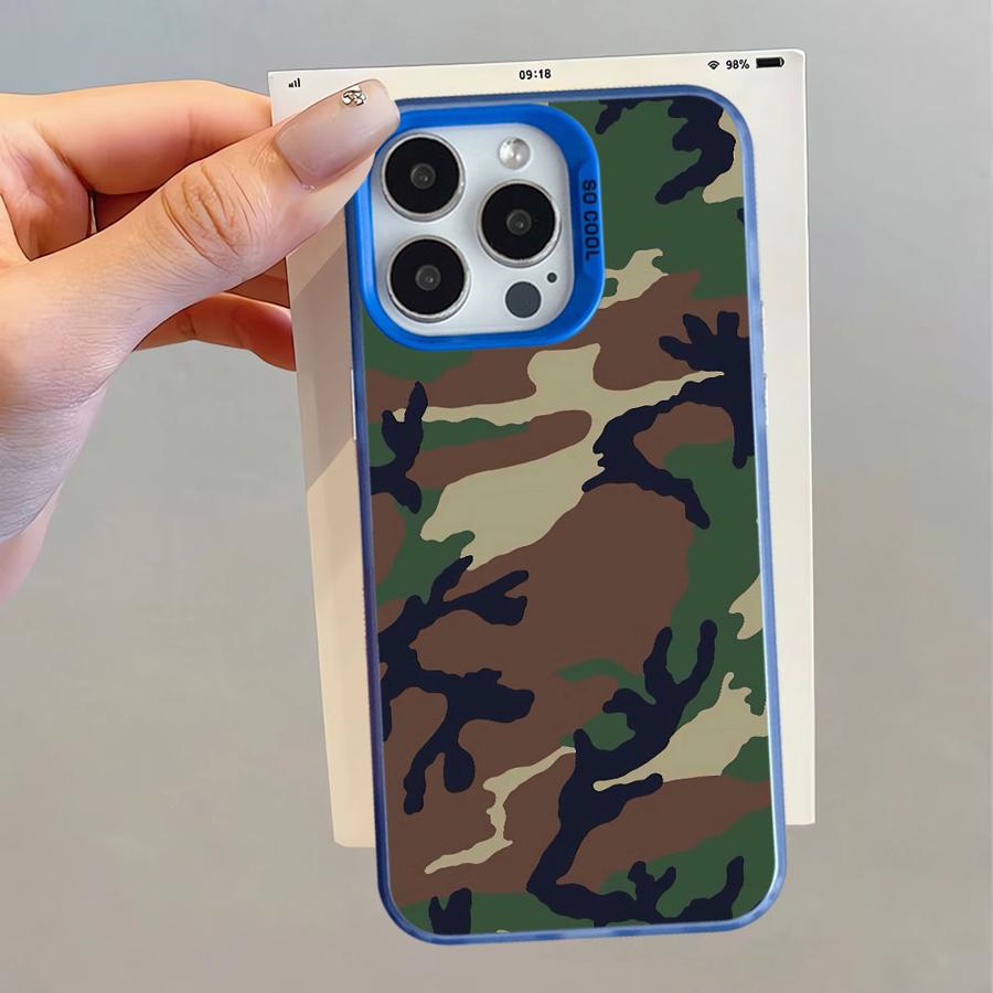 Чехол для iPhone 11 12 13 Pro Max 14 15 16 Plus 16e Мягкий чехол Камуфляжный узор