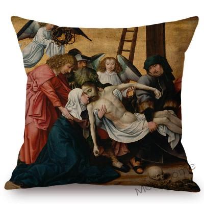 Netherland Artist Rogier Van Der Weyden Religion Jesus The Cross Virgin Mary Art Sofa Decoration Pillow Case Linen Cushion Cover