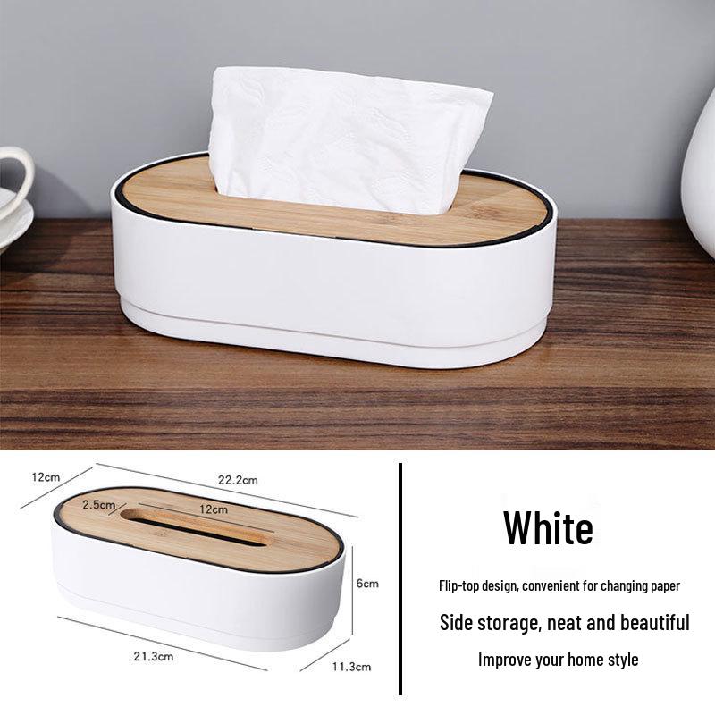 Creative Bamboo Tissue Box with Liftable Wooden Lid for Living Room or Coffee Table