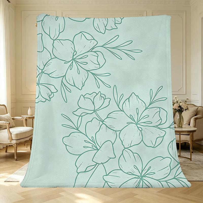 Floral Flannel Blanket No-Shed Soft Cozy Warm Throw, Perfect for Home, Office Napping, Halloween Christmas, Cozy TV & Bedroom Use