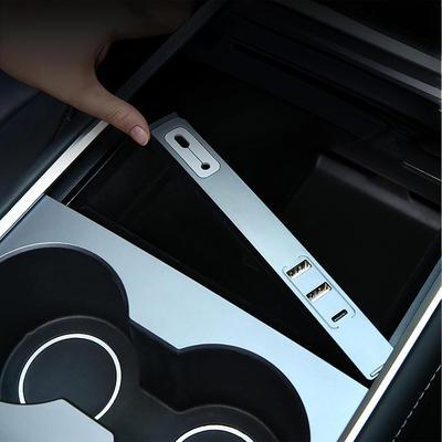 Автомобильный USB-хаб-зарядное устройство для Tesla Model Y -2024 и Model 3 -, быстрая зарядка, многопортовый адаптер-док-станция для зарядки телефона на центральной консоли