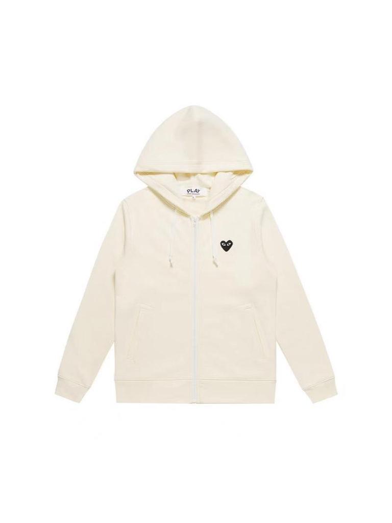 PLAY Love Heart Embroidery Zipper Cardigan Hoodie - Men's Plus Velvet Autumn Hooded Jacket 2025 Model