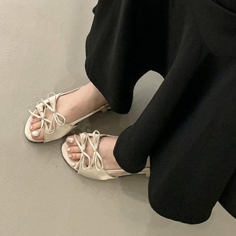 Fashion Summer Open Toe Flats Women Sandals Fashion Butterfly-knot Dress Singbacks Shoes Women's Evening Party Sandalias