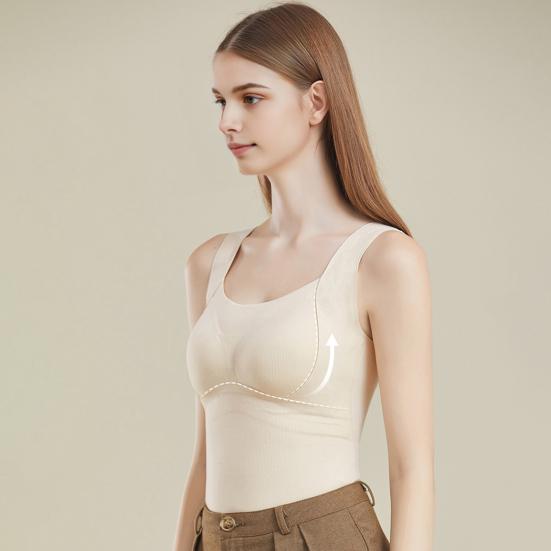 Bottoming Vest 3D Cup Shape Warm Comfortable Self-Heating Thermal Top Padded Seamless Autumn Winter Base Vest