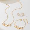 Stainless Steel Lucky Clover Jewelry Set Women - Earrings Necklace Bracelet In White Gold Finish