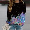 Fall Autumn Women'S Fashion O Neck Long Sleeve T-Shirt Loose Clothes Jewel Christmas Tree Print T Shirt
