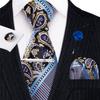 Cool Necktie Tie Bar Set for Men Jacquard Woven Silk Tie Pocket Square Cufflinks Set Barry.Wang