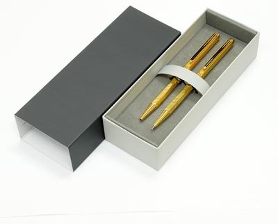 Латунная шестигранная вращающаяся шариковая ручка с гравировкой и механический набор в золотом карандаше, 2, высококачественная коробка, K7-6KS-1-K