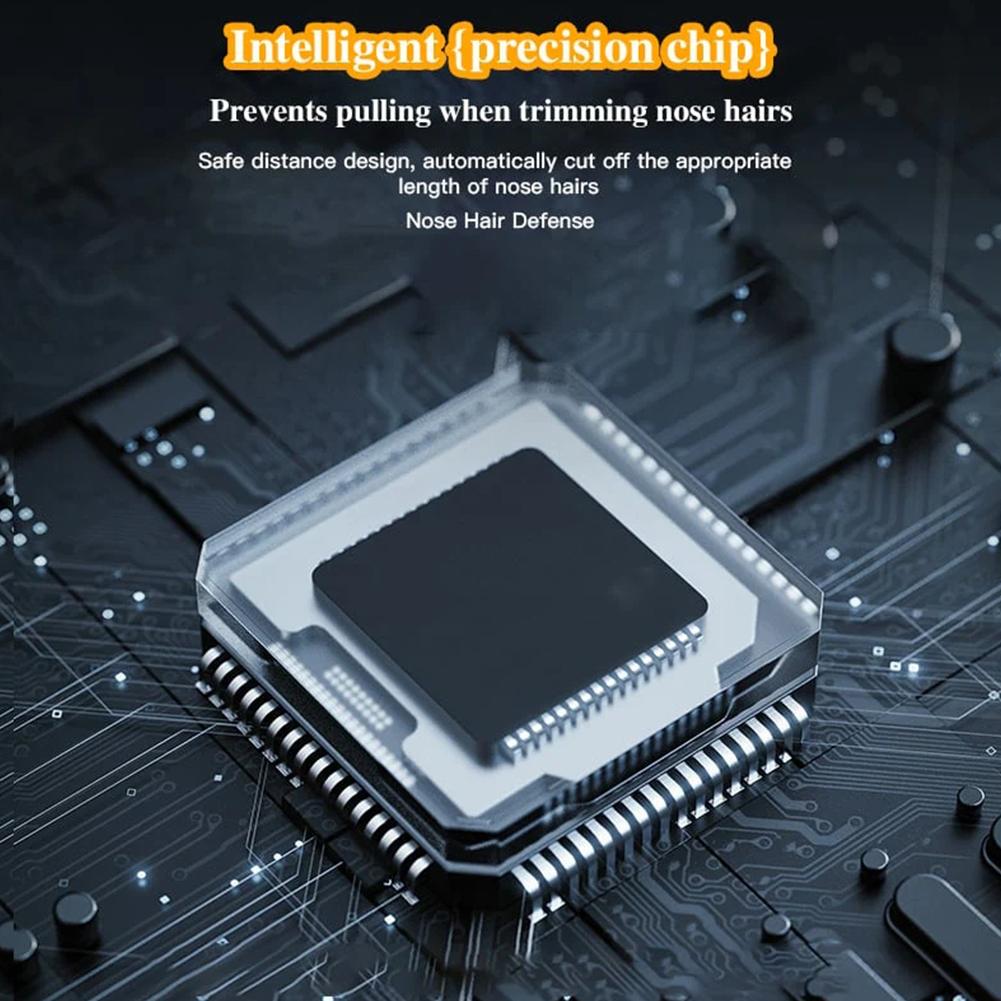 Электрический триммер для волос в носу с двойными лезвиями, безболезненная бритва для ухода за лицом (черный)