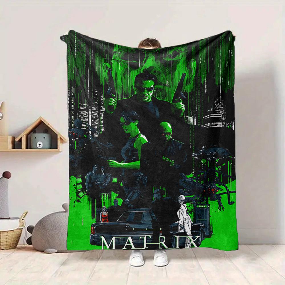 1 шт. Плед из фланели «Матрица» - Легкий, мягкий, теплый, всесезонный плед с HD-печатью для дивана, кровати, путешествий, кемпинга 036