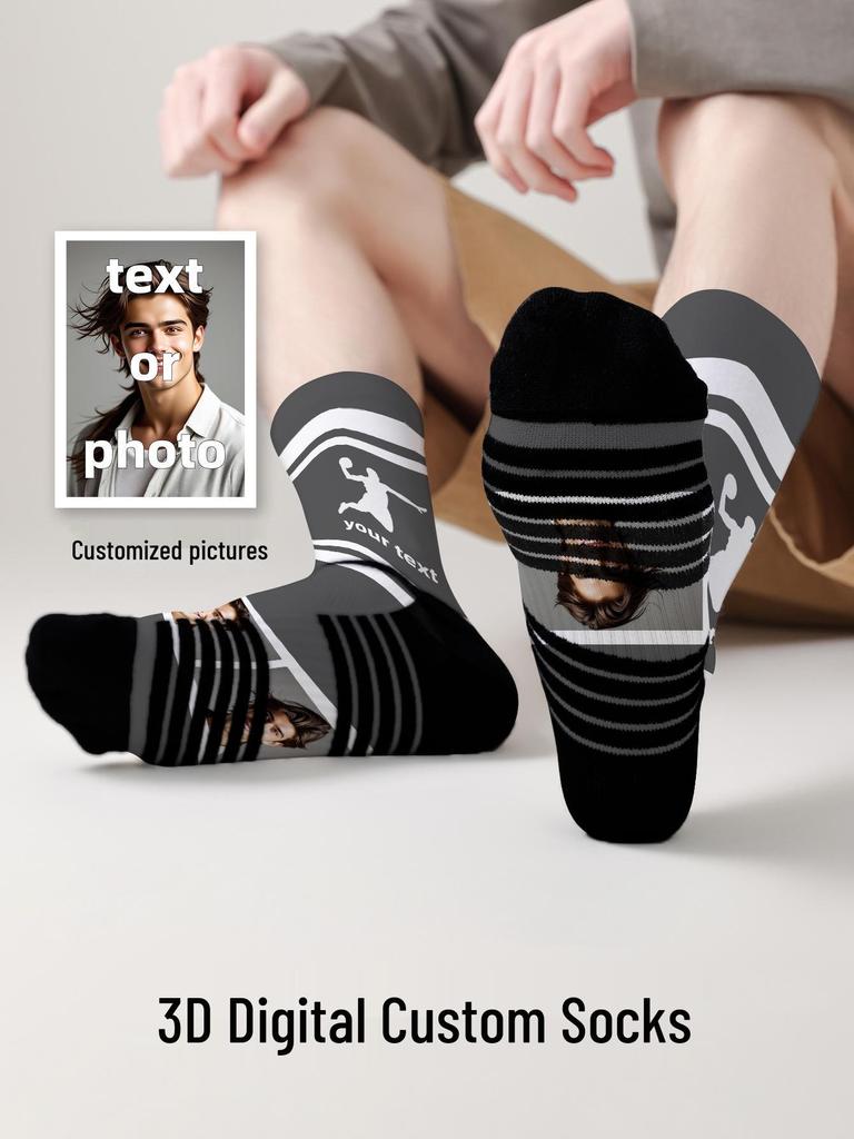 Эксклюзивные носки с принтом лица и Рождества для DIY – Цифровой дизайн из полиэстера 360°