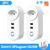 Tuya Wi-Fi Smart USB-розетка, бразильская вилка, адаптер для розетки 16a, зарядное устройство для голосового синхронизации, приложение Smart Life, электрическое для Google Home Alexa