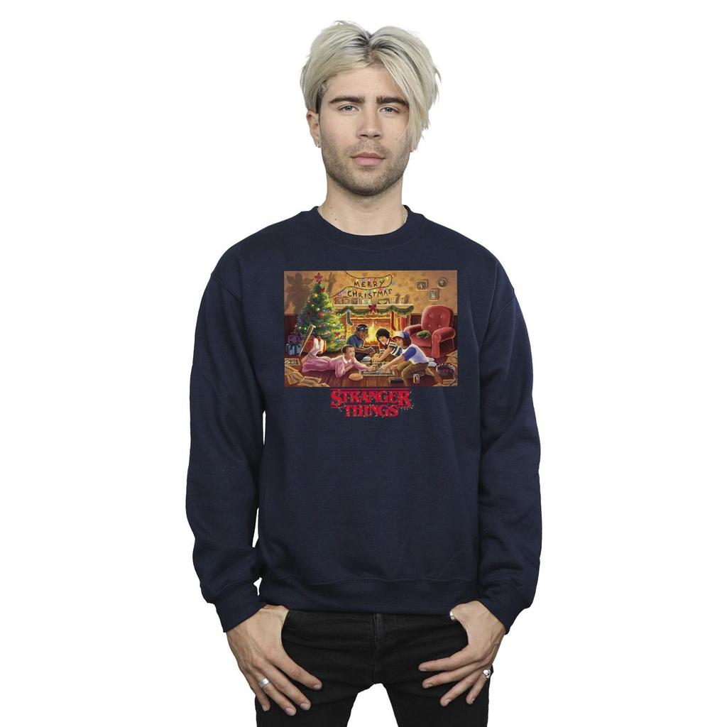 Netflix Mens Stranger Things Christmas Gathering Sweatshirt